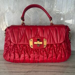 Miu Miu Large Red Matelasse Leather Bag